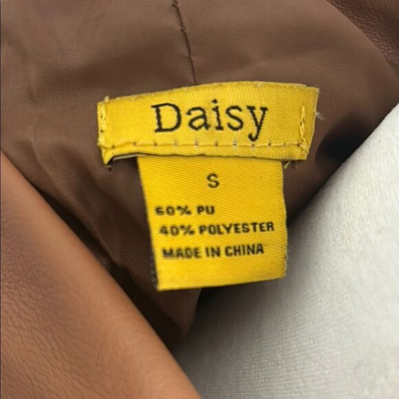 Daisy Women's Brown Faux Leather Blazer - Picture 6 of 6